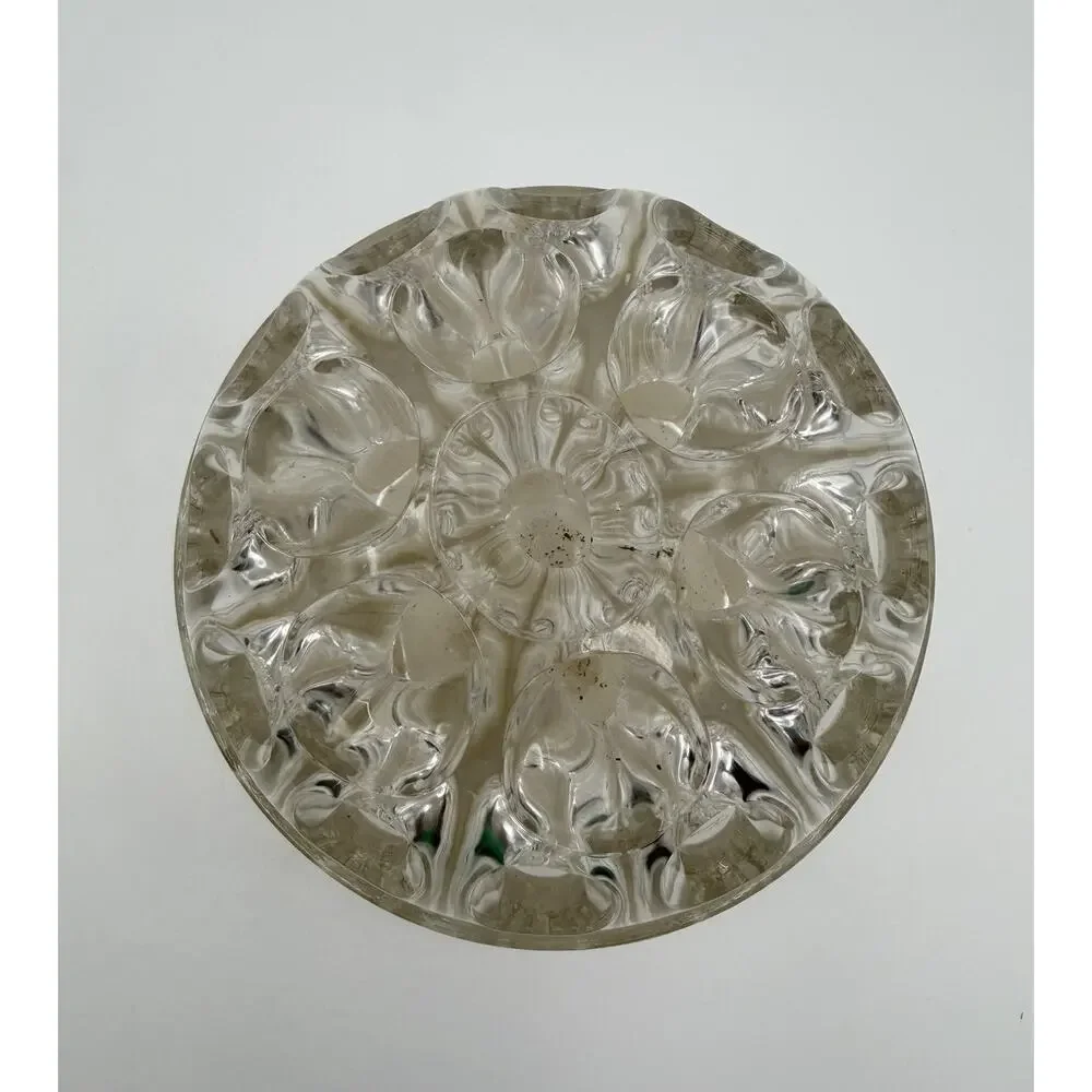 Reims Clear Glass 4.5” Floral Frog France w Silver Plate Base by de Uberti Italy
